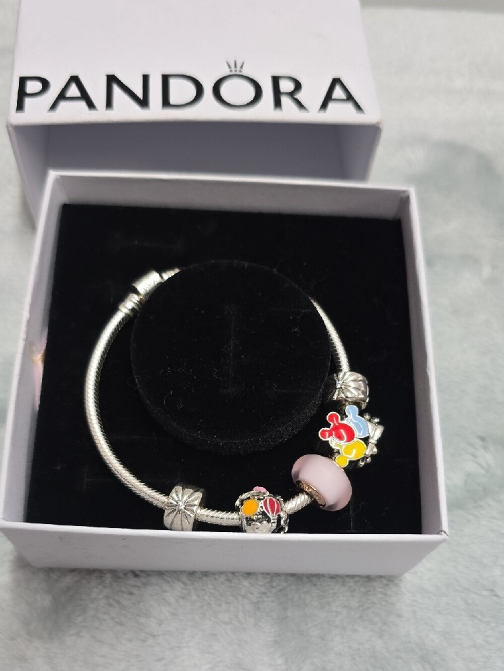 Pandora Silver Tone Pink and Multicolor Charm Bracelet - Picture 4 of 4